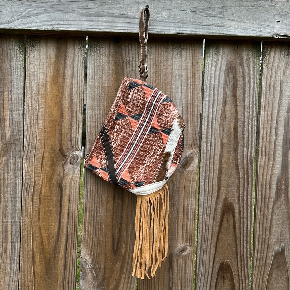HOPOFLY Southwestern Tassel Accented Wristlet Bag